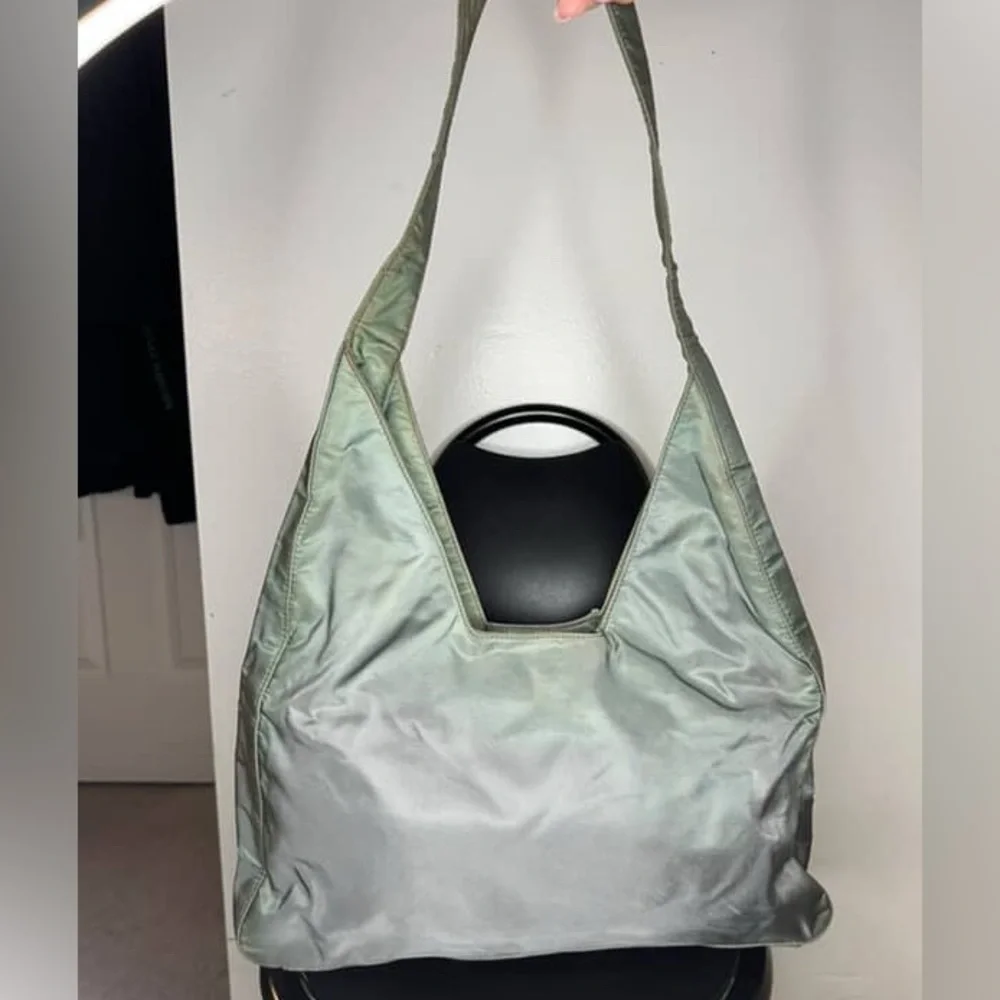 Prada Milano Oversized Green Nylon Hobo Shoulder Bag